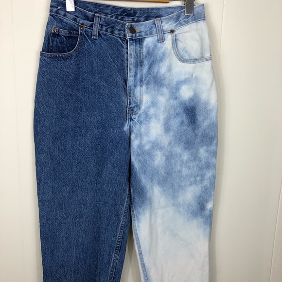 Vintage Two Tone Tie Dye High Waisted Denim Jeans Sz 27 - Picture 3 of 11